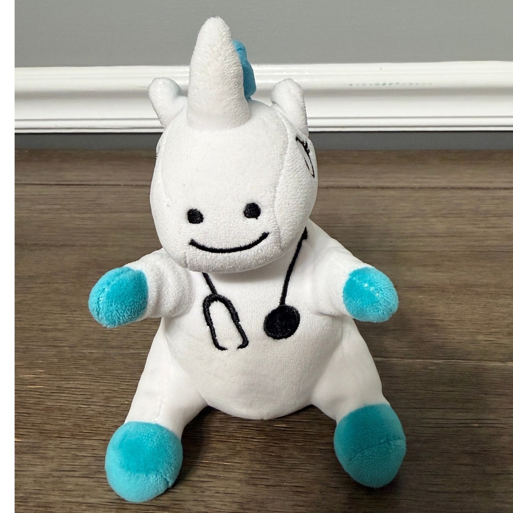 Open‎ The Joy Doctor Unicorn Plush Stuffed Animal White Rainbow Stethoscope 7"